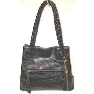 BCBGirls extra-large black leather hobo handbag